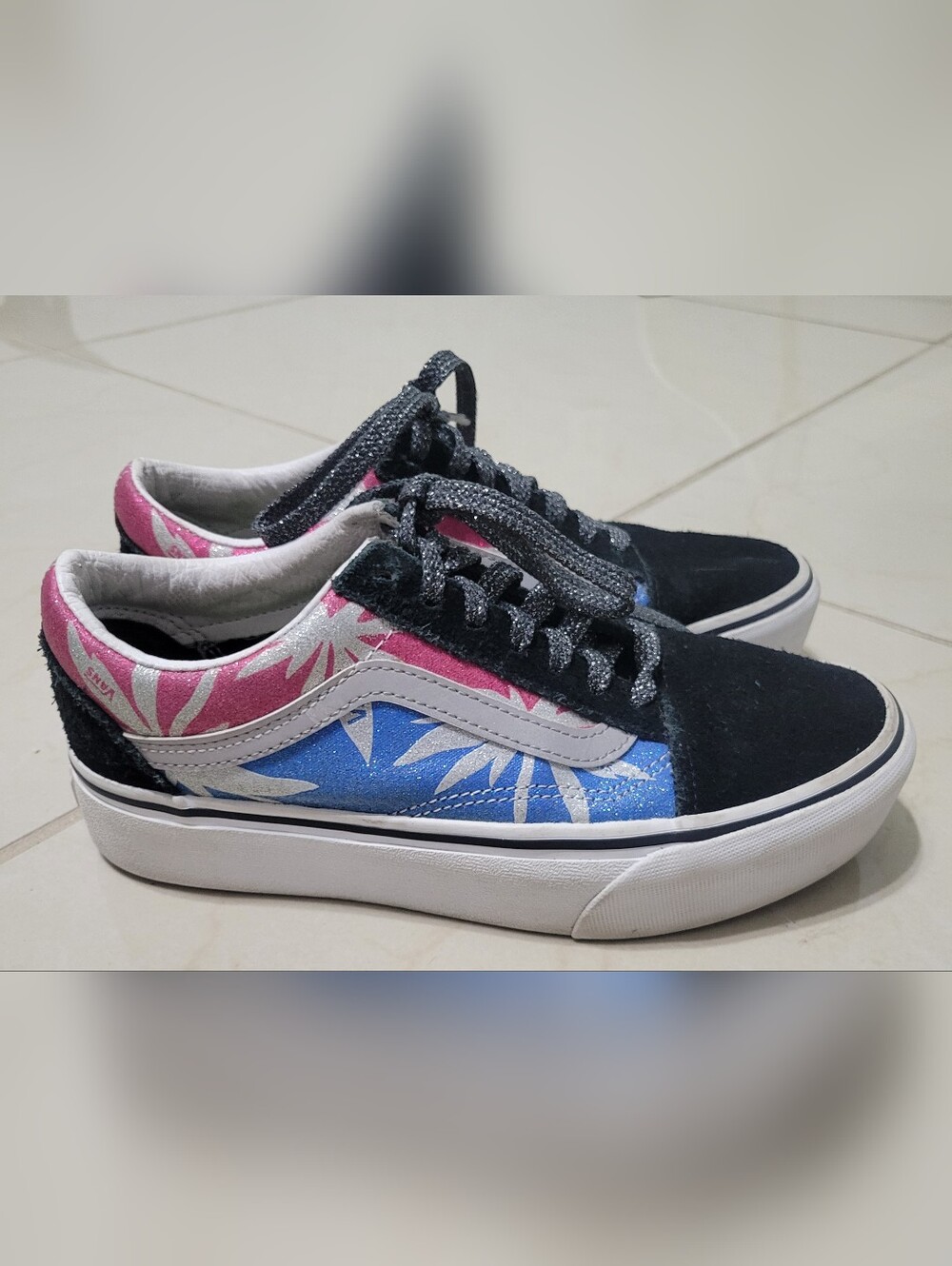 Vans Old Skool Floral Tropical Print Sneakers Women's Size 7 Y2K Skater Festival
